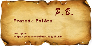 Prazsák Balázs névjegykártya
